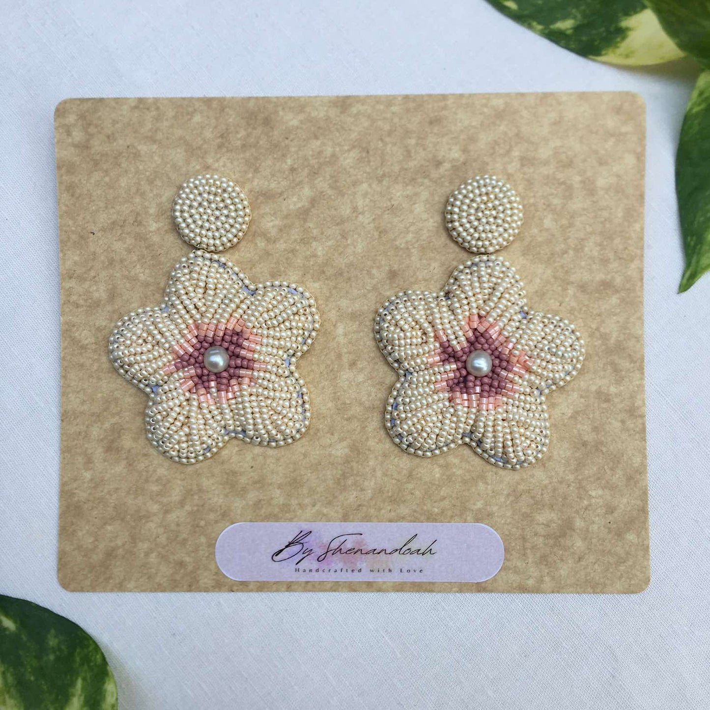 PREORDER GUMAMELA Hand Beaded Earrings | Beige
