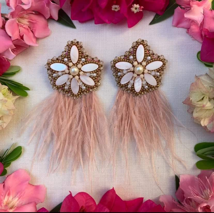 Rosa Handmade Beaded Earrings Fabulously Made by Shenan