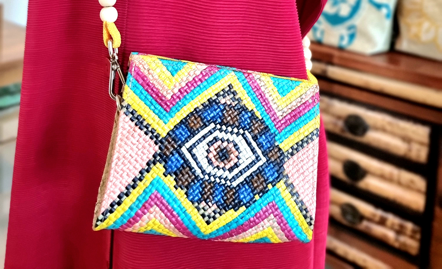 FAB-RIKA Sustainable Handwoven Yumi Sling Bag | Evil Eye