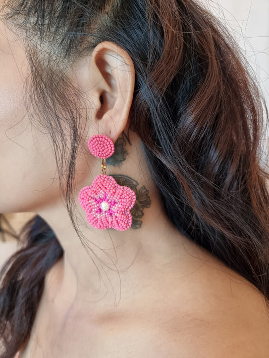 GUMAMELA Handmade Beaded Earrings | Pink