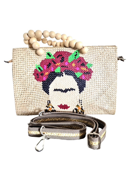 Frida Handwoven Bag with Wooden Beads Handle - FAB-RIKA